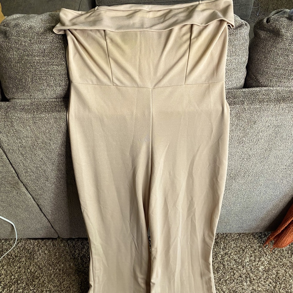 Beige strapless jumpsuit